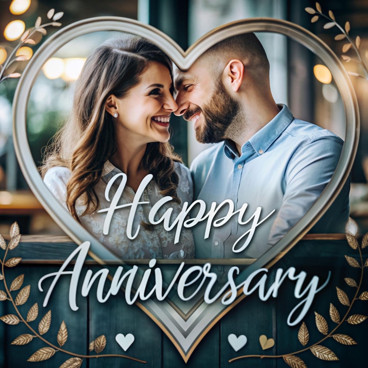 Photo une affiche pour un joyeux anniversaire en forme de cœur