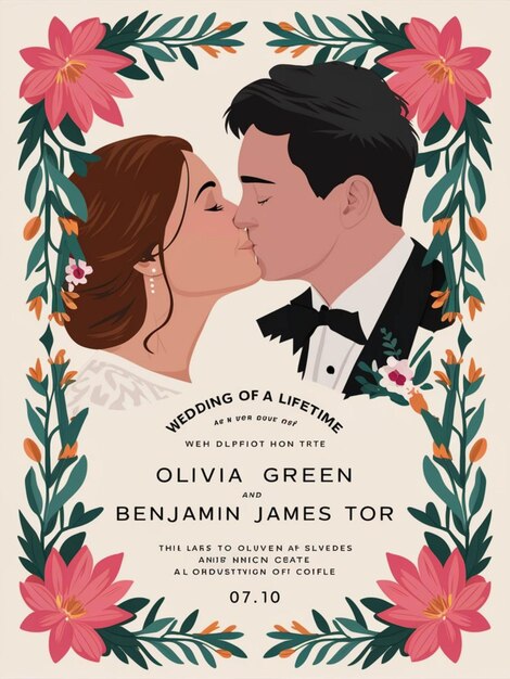 une affiche pour un mariage d'une mariée et d'un marié