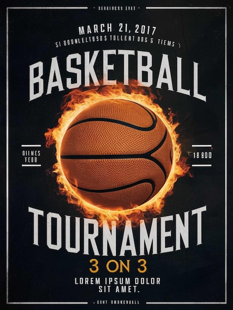 une affiche pour un match de basket-ball appelé basket-ball sur l'écran
