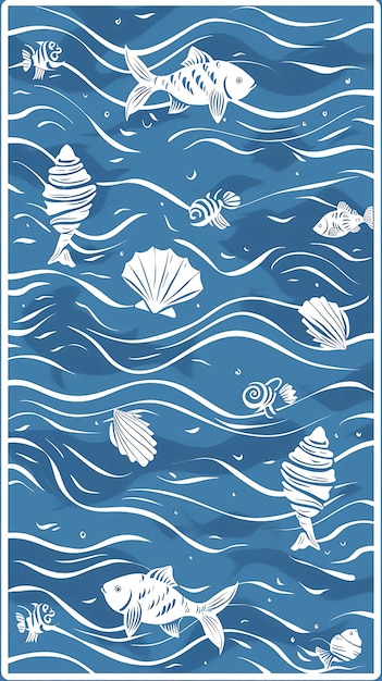 une affiche pour la mer avec des coquilles et des coquillages