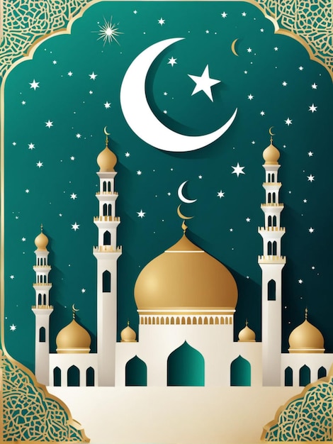 Une affiche pour le mois de Ramadan carte de vœux Eid Mubarak