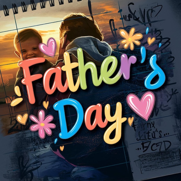 une affiche pour un père et un fils avec des cœurs et un dessin d'un père et de son fils