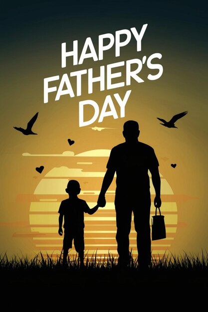 une affiche pour un père et un fils avec un fond de coucher de soleil