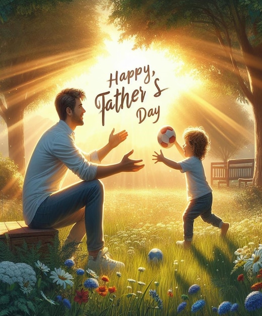 une affiche pour un père et un fils avec les mots joyeux jour du père