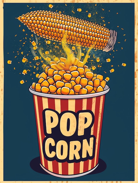 Photo une affiche pour le pop-corn et le maïs avec un maïs sur le dessus