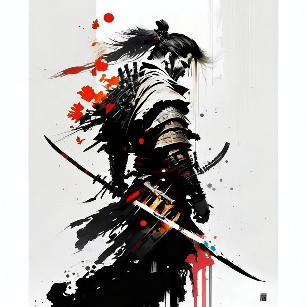 Photo une affiche pour un samouraï avec une épée et une épée.