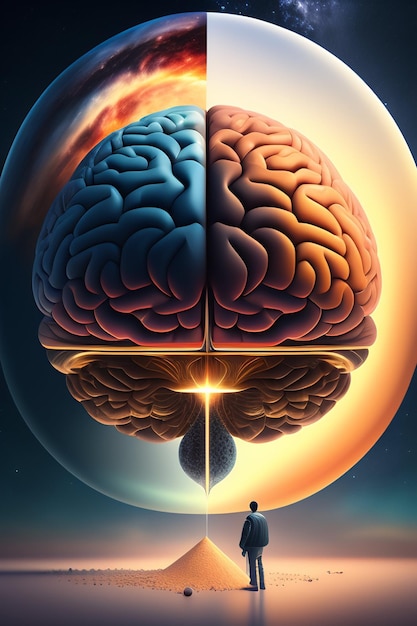 Une affiche pour un spectacle sur le cerveau qui montre le cerveau et le soleil.