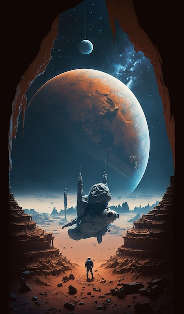 Une affiche pour une station spatiale appelée mars.