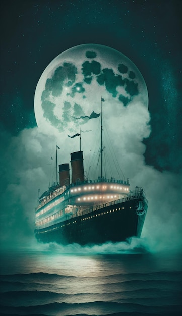 Une affiche pour le Titanic par une nuit brumeuse.