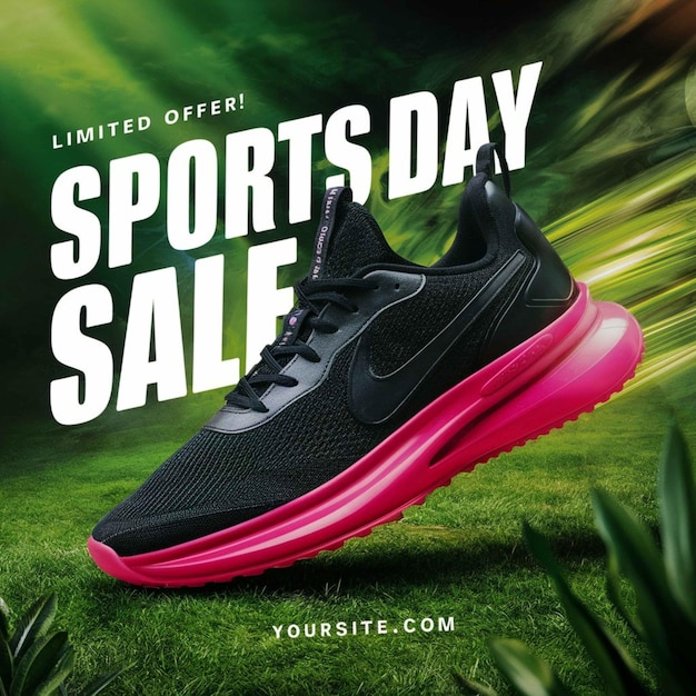 Photo une affiche pour la vente du jour du sport avec une image d'un panneau de vente sportive