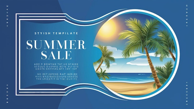 Photo une affiche pour la vente d'été avec des palmiers sur la plage