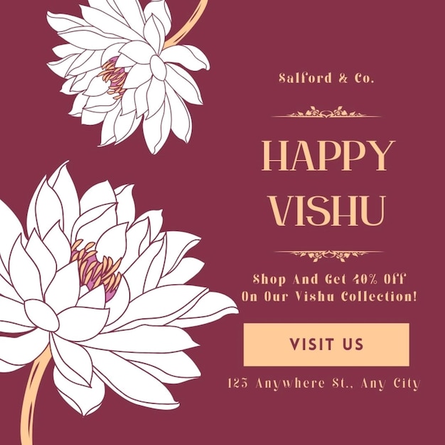 une affiche pour une vente de vishu heureuse