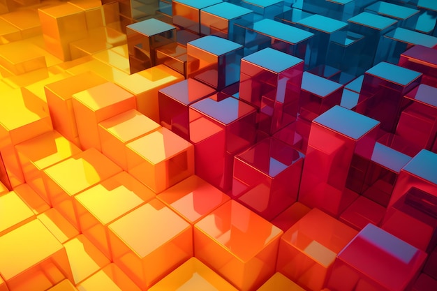 Une affiche présentant une conception graphique de cubes acryliques dans un style 3D Generative AI