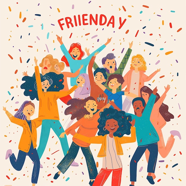 Une affiche qui dit " amis " est en bas.