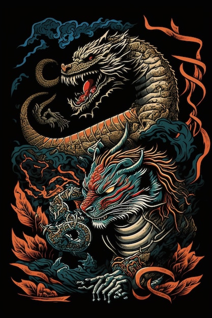 Une affiche qui dit 'dragon' dessus