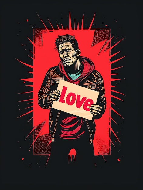 Photo une affiche qui dit que l'amour est sur un fond rouge