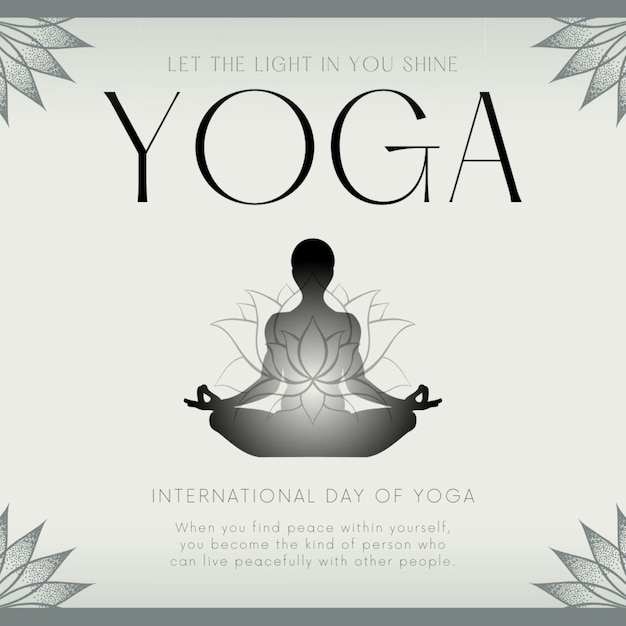 une affiche qui dit yoga dans un éclat brillant
