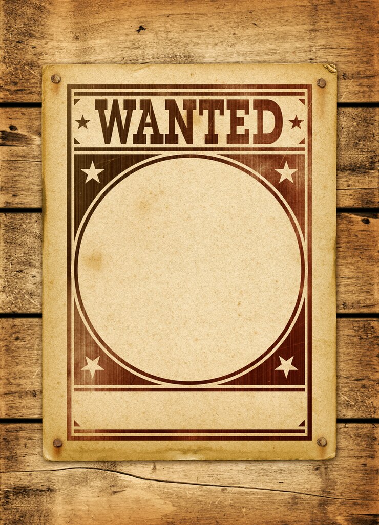Photo affiche recherchée sur une planche de bois