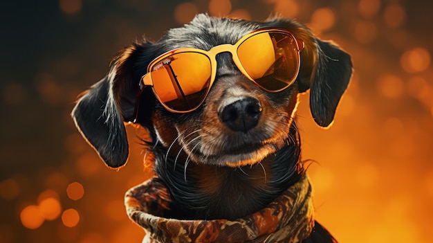 Affiche représentant un chien élégant portant des lunettes de soleil