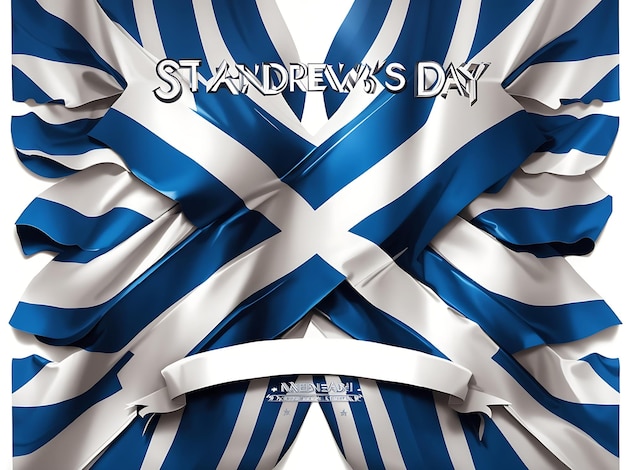Affiche de la Saint-André avec agitant le drapeau écossais vecteur Icône du drapeau de l'Écosse isolée sur un blanc
