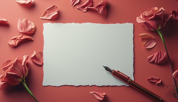 une affiche avec une simple lettre d'amour 3D et un stylo