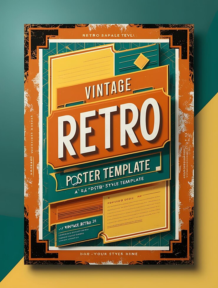Photo une affiche de style vintage de style rétro avec un fond jaune