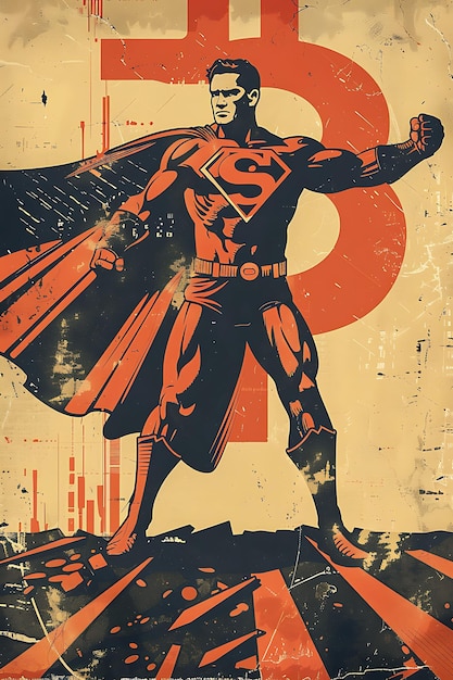 une affiche de superman avec les mots superman dessus