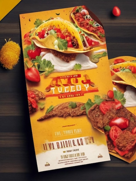 Photo affiche de tacos mexicains illustration d'une affiche à texture vintage et grunge avec une enveloppe de maïs et une garniture d'icône de taco mexicain appétissante design de flyer
