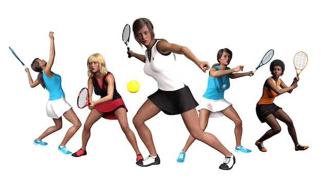 Photo affiche de tennis avec différentes actions