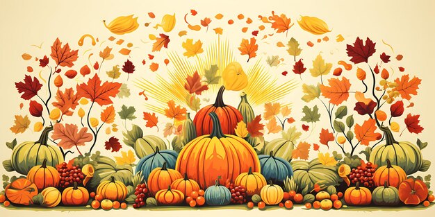 Affiche de Thanksgiving centrée autour d'illustrations d'icônes Idée de conception de vacances de Thanksgiving