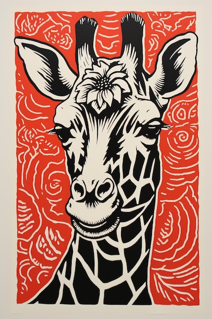 affiche de timbre à la tête de girafe