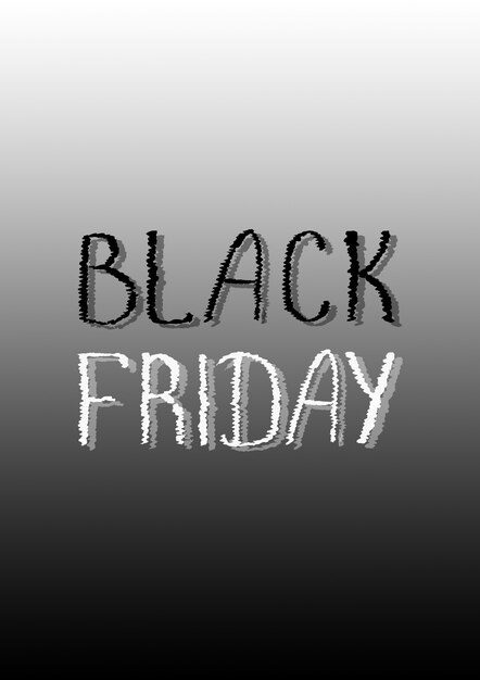 Photo affiche de vente black friday avec lettrage aquarelle dessiné à la main sur fond noir et blanc dégradé