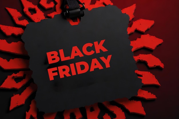 Photo affiche de vente du black friday avec rendu 3d bagde design