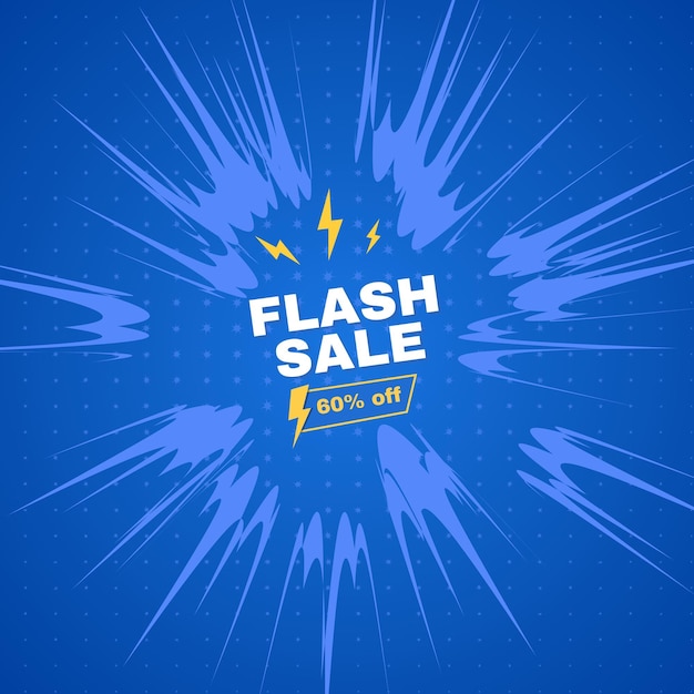 Affiche de vente flash jusqu'à 60 off Offre à temps limité Affiche de ventes flash avec couleur bleue
