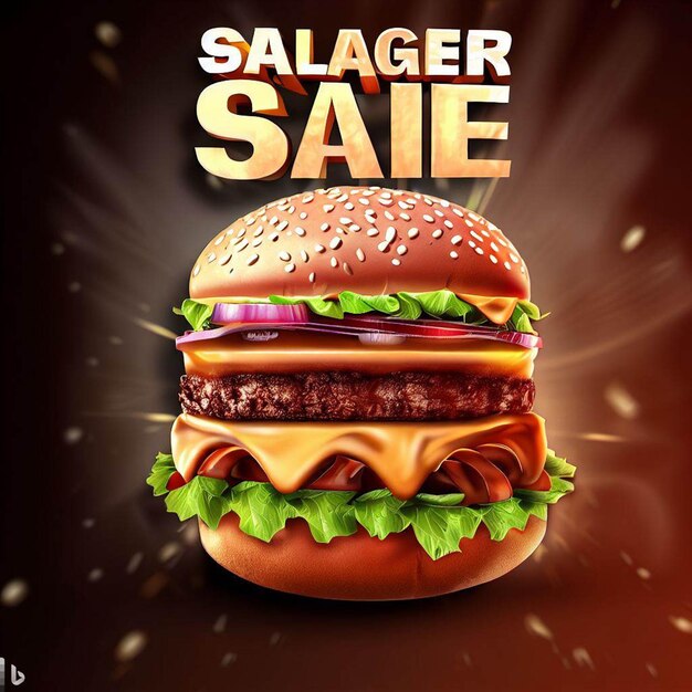 Affiche de vente de hamburgers et image gratuite avec fond coloré