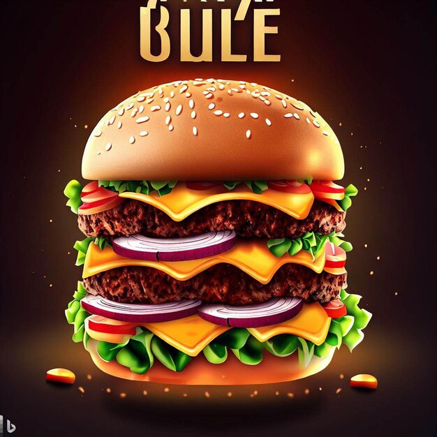 Affiche de vente de hamburgers et image gratuite avec fond coloré