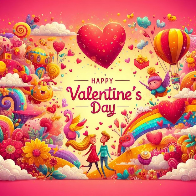 Une affiche vibrante et réconfortante de la Saint-Valentin qui capture l'essence de l'amour
