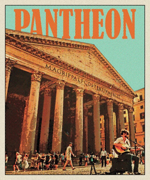 Photo affiche de voyage rétro du panthéon