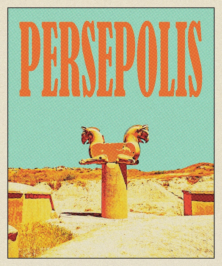 Photo une affiche de voyage rétro de persepolis