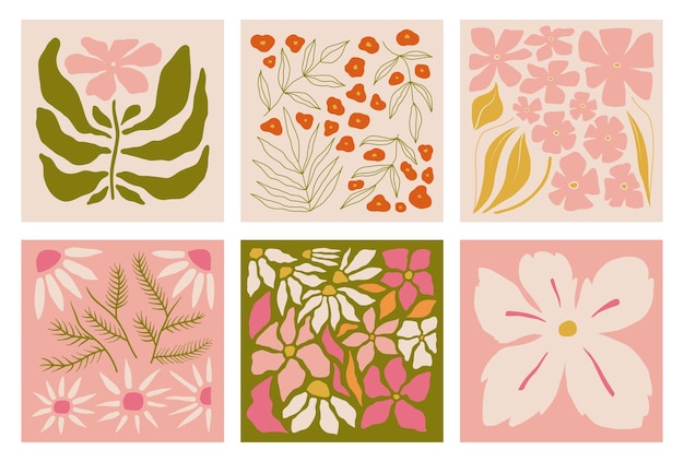 Affiches florales modernes avec art abstrait de fleurs