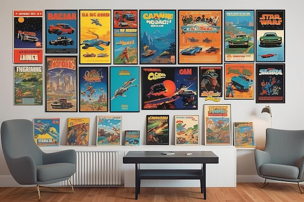 Des affiches de jeux classiques sur les murs