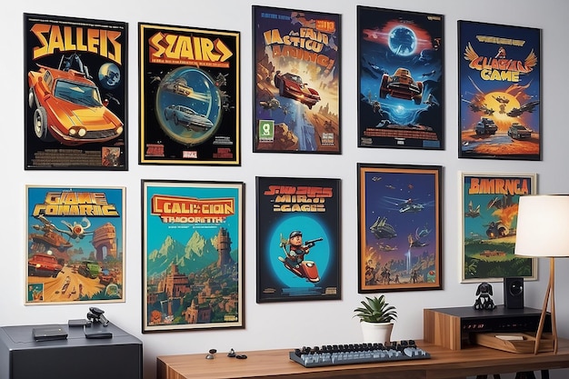 Des affiches de jeux classiques sur les murs