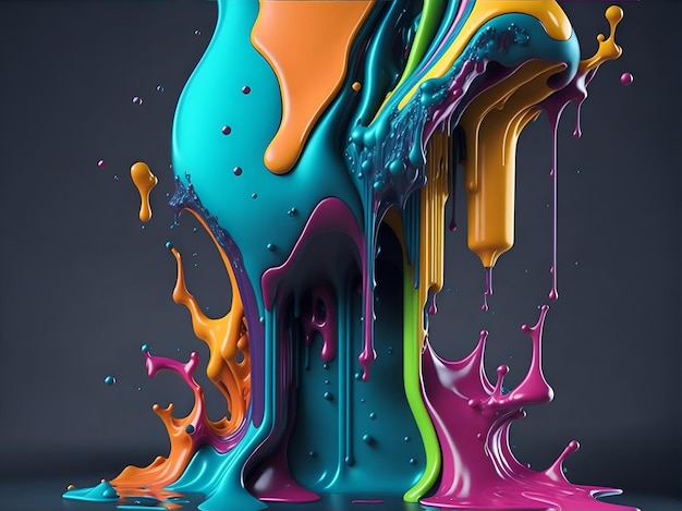 Affiches liquides 3d colorées avec des éclaboussures de formes abstraites