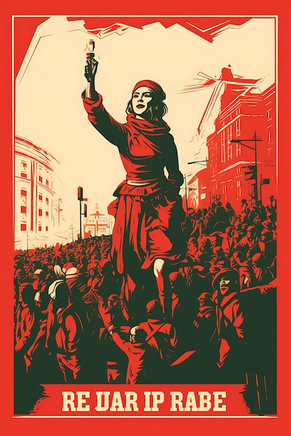 Les affiches de propagande de la révolution présentent des conceptions vectorielles de couleur plate audacieuses et percutantes, publication sociale créative