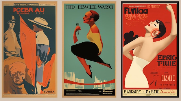 Photo des affiches vintage rétrospectives