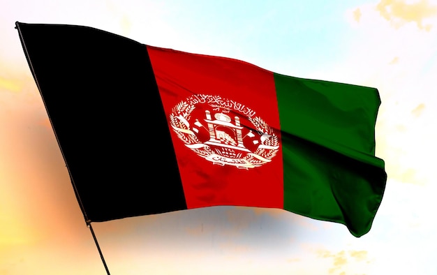 Afghanistan 3D agitant le drapeau et le fond de nuage gris Image
