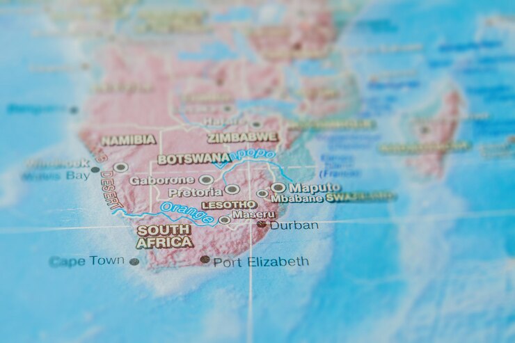 Photo l'afrique du sud sur une carte papier