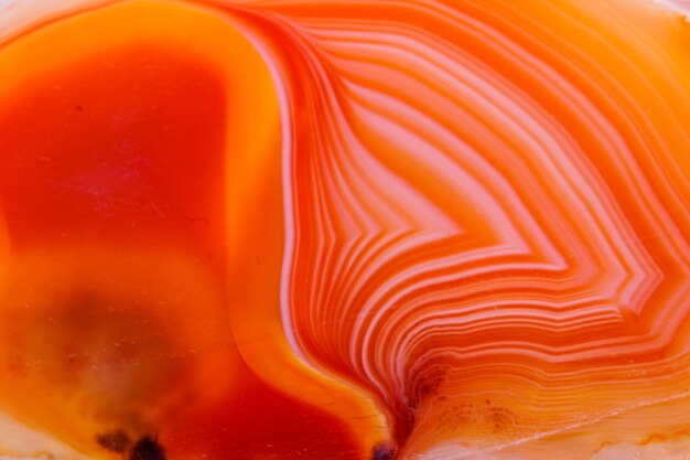 Agate orange minéral macro en cristaux sur fond blanc