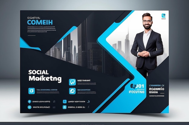 Agence de marketing numérique bannière de médias sociaux d'entreprise modèle de bannière web dessin de flyer carré
