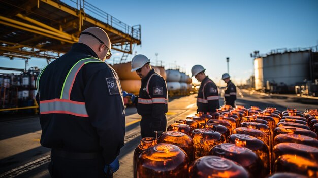 agent des douanes effectue un contrôle sur le tableau de bord du conteneur de fret dans le chantier portuaire avant l'expédition